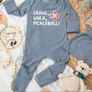 BRAND NEW Blue Kids One Piece with Pickleball Design up to 10 lbs